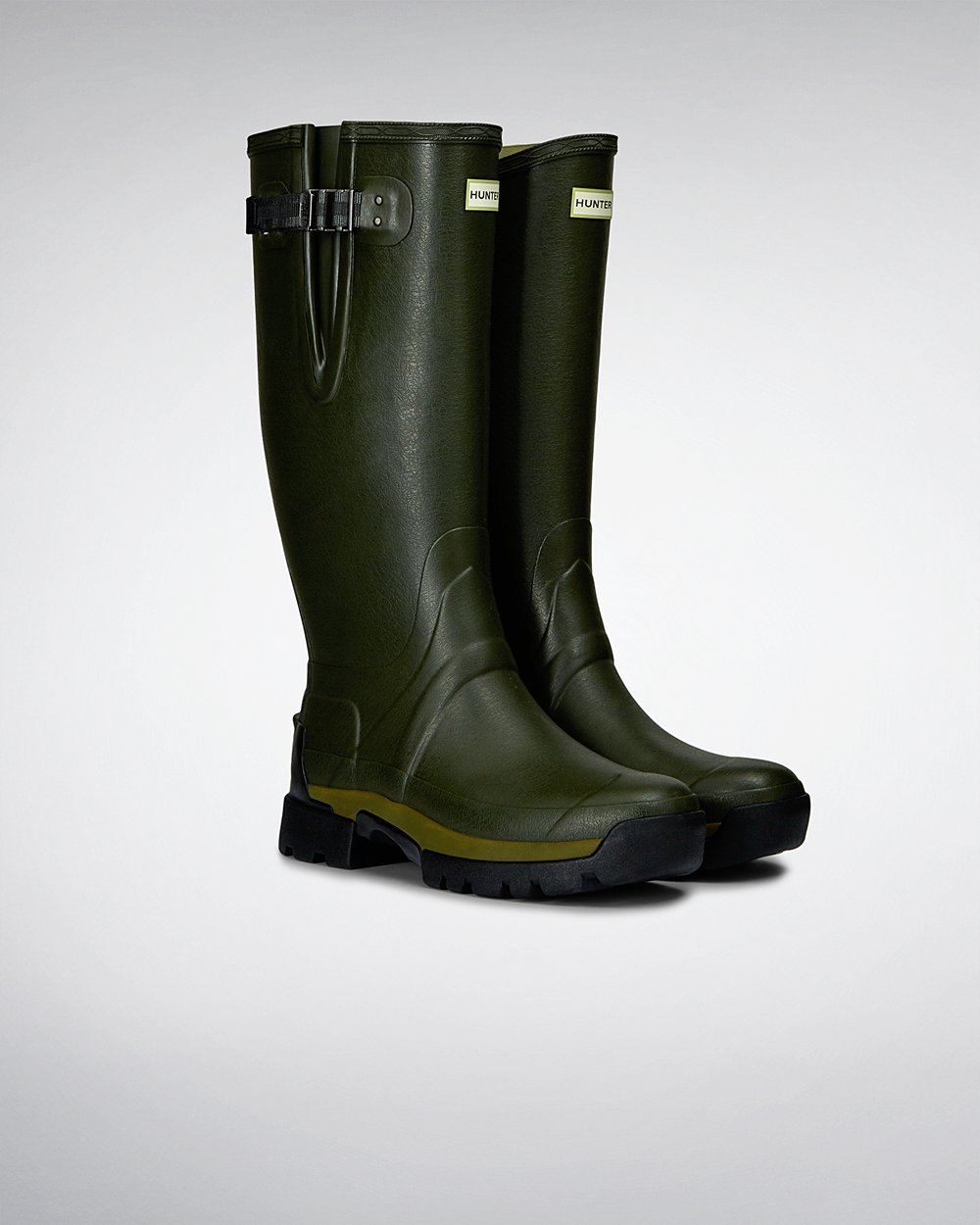 Mens Hunter Tall Rain Boots Dark Olive - Balmoral Adjustable 3Mm Neoprene - 8734901-YK